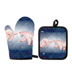 Bull And Bear Stock Market Print Oven Mitt And Pot Holder Set