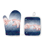Bull And Bear Stock Market Print Oven Mitt And Pot Holder Set