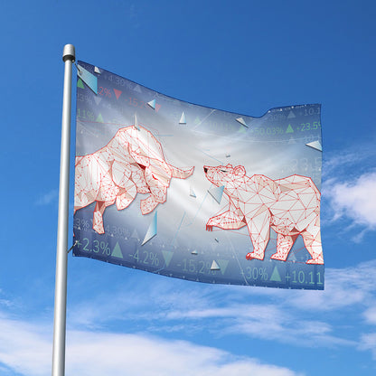 Bull And Bear Stock Market Print Polyester Flag