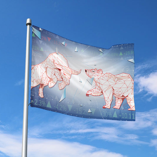 Bull And Bear Stock Market Print Polyester Flag