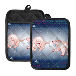 Bull And Bear Stock Market Print Pot Holders With Pocket