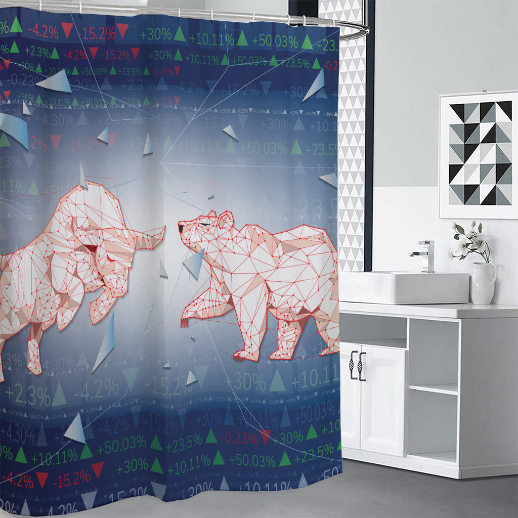 Bull And Bear Stock Market Print Premium Shower Curtain