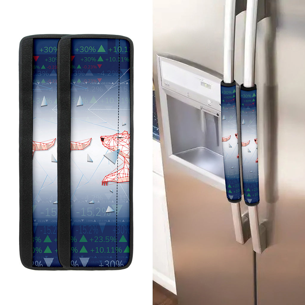 Bull And Bear Stock Market Print Refrigerator Handle Covers