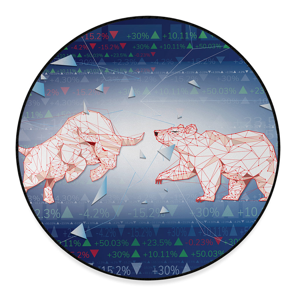 Bull And Bear Stock Market Print Round Floor Mat