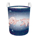 Bull And Bear Stock Market Print Round Laundry Basket