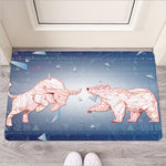 Bull And Bear Stock Market Print Rubber Doormat
