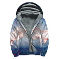 Bull And Bear Stock Market Print Sherpa Lined Zip Up Hoodie