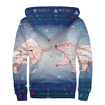 Bull And Bear Stock Market Print Sherpa Lined Zip Up Hoodie