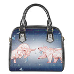 Bull And Bear Stock Market Print Shoulder Handbag