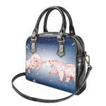 Bull And Bear Stock Market Print Shoulder Handbag