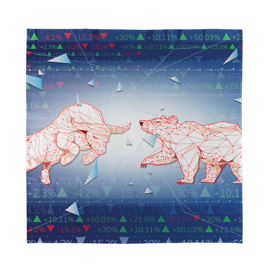 Bull And Bear Stock Market Print Silk Bandana