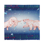 Bull And Bear Stock Market Print Silk Bandana