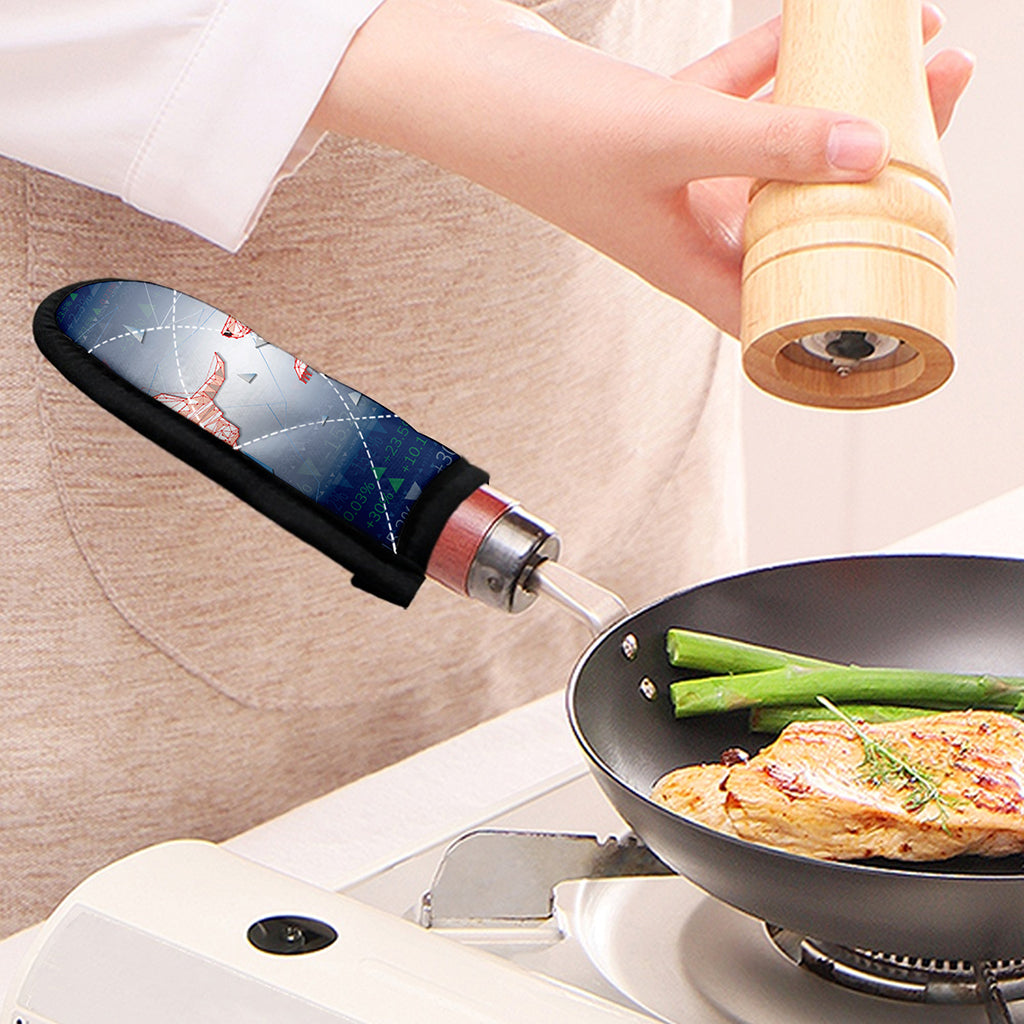 Bull And Bear Stock Market Print Skillet Handle Cover