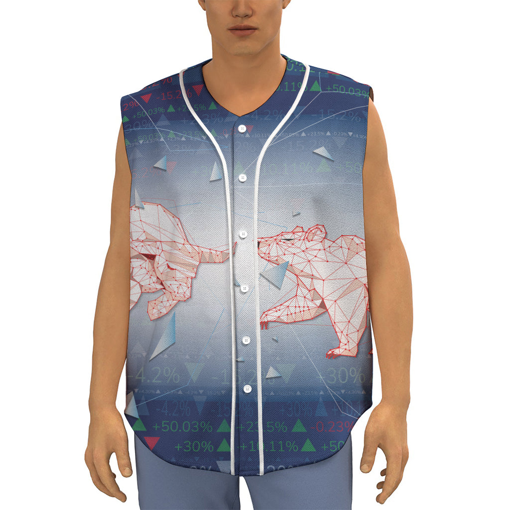 Bull And Bear Stock Market Print Sleeveless Baseball Jersey