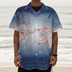 Bull And Bear Stock Market Print Textured Short Sleeve Shirt