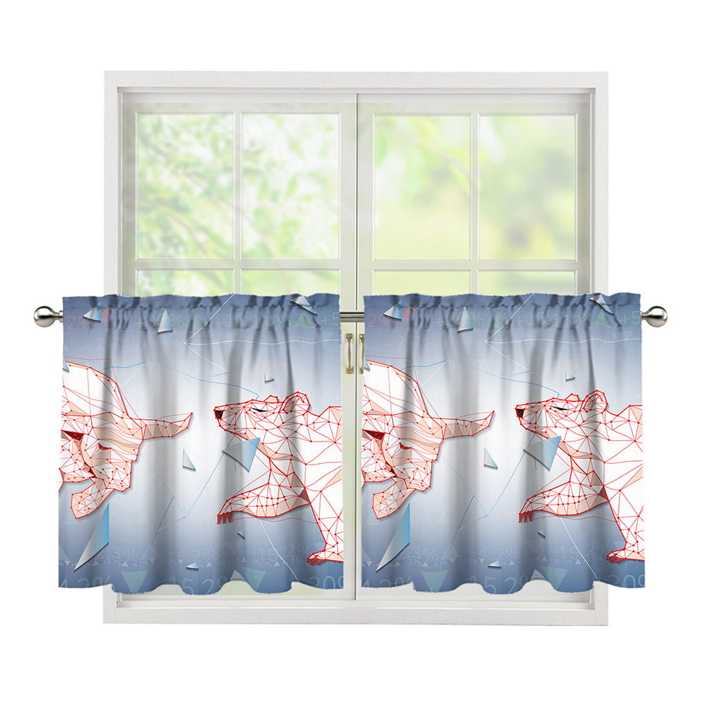 Bull And Bear Stock Market Print Tier Curtains