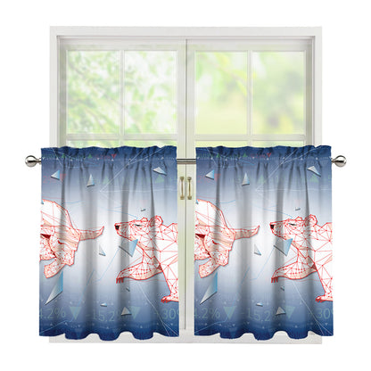 Bull And Bear Stock Market Print Tier Curtains