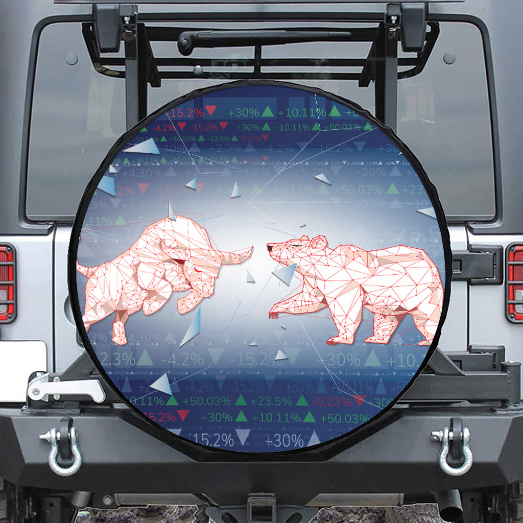 Bull And Bear Stock Market Print Tire Cover