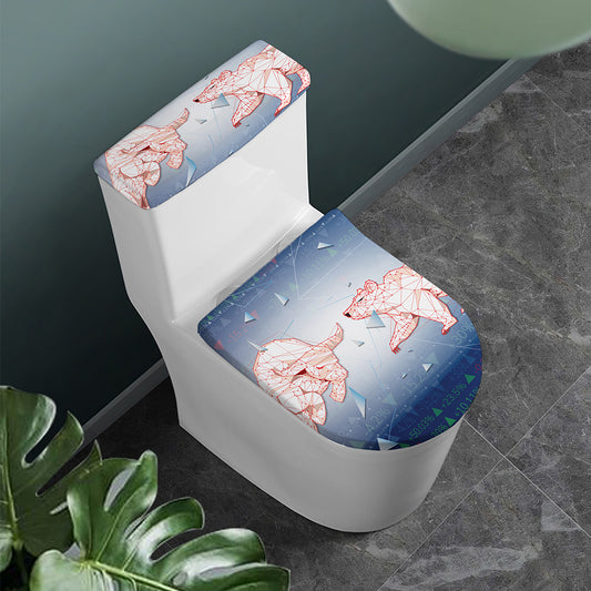 Bull And Bear Stock Market Print Toilet Lid And Tank Cover Set