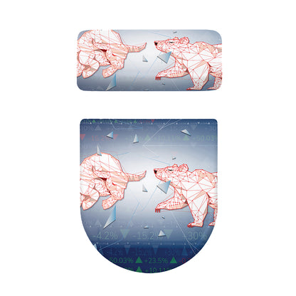 Bull And Bear Stock Market Print Toilet Lid And Tank Cover Set