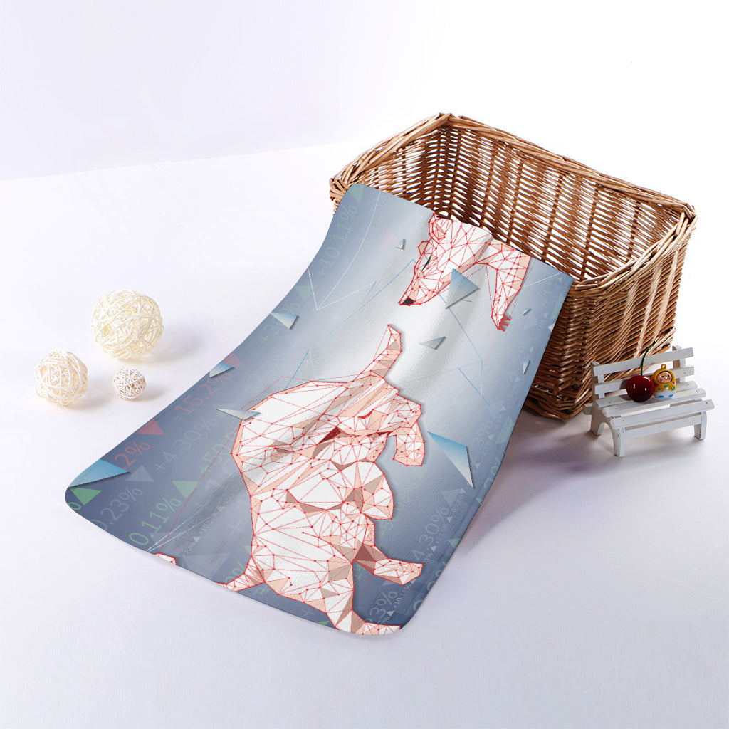 Bull And Bear Stock Market Print Towel