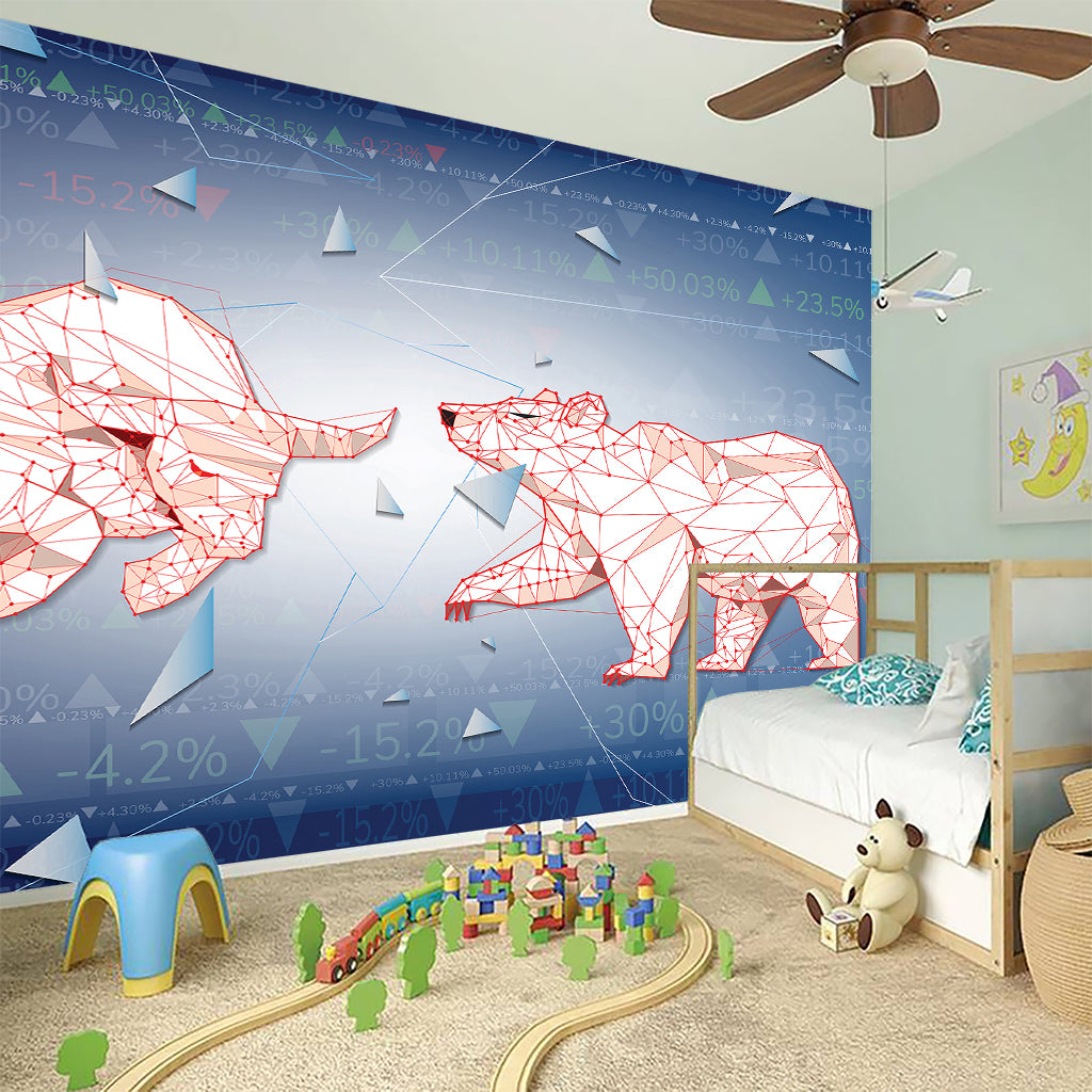 Bull And Bear Stock Market Print Wall Sticker