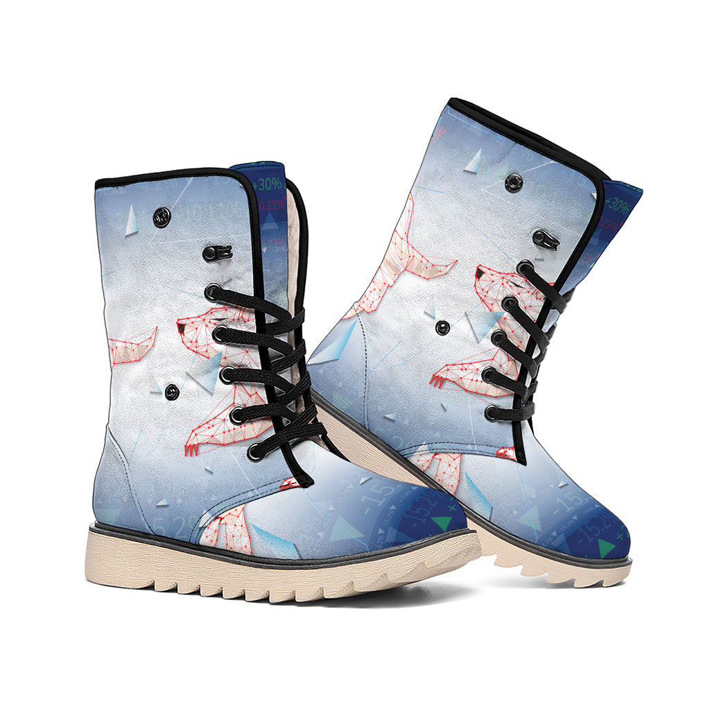 Bull And Bear Stock Market Print Winter Boots