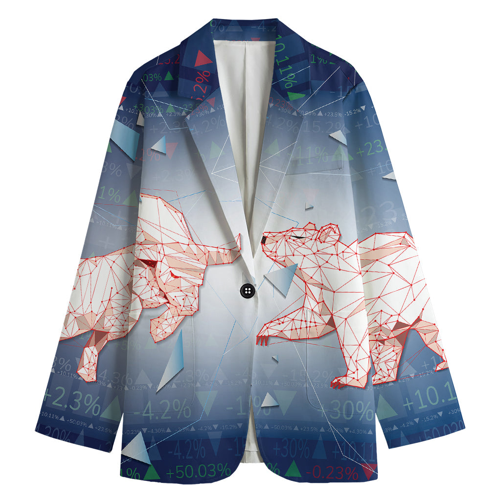 Bull And Bear Stock Market Print Women's Blazer