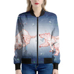 Bull And Bear Stock Market Print Women's Bomber Jacket