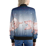 Bull And Bear Stock Market Print Women's Bomber Jacket