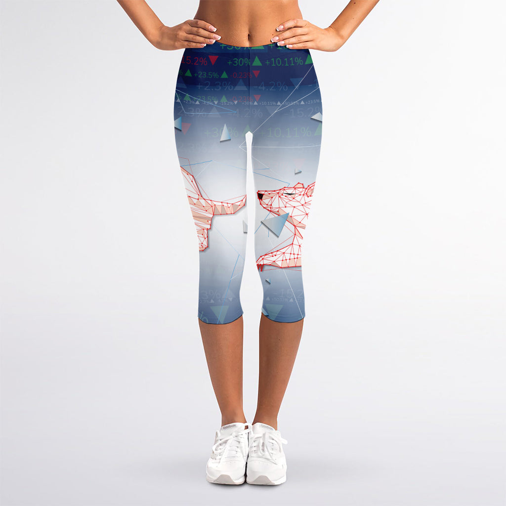 Bull And Bear Stock Market Print Women's Capri Leggings