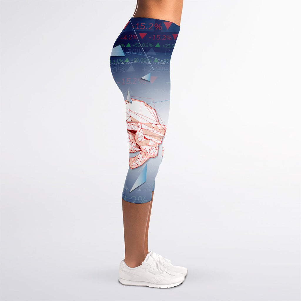 Bull And Bear Stock Market Print Women's Capri Leggings