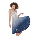 Bull And Bear Stock Market Print Sleeveless Knee Length Dress