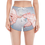 Bull And Bear Stock Market Print Women's Split Running Shorts