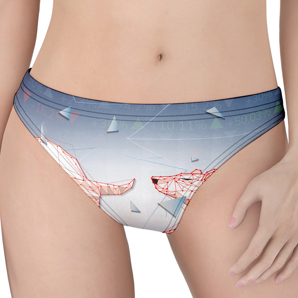 Bull And Bear Stock Market Print Women's Thong