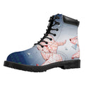 Bull And Bear Stock Market Print Padded Collar Lace Up Boots