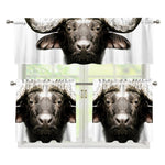 Bull Portrait Print 3 Piece Kitchen Curtains