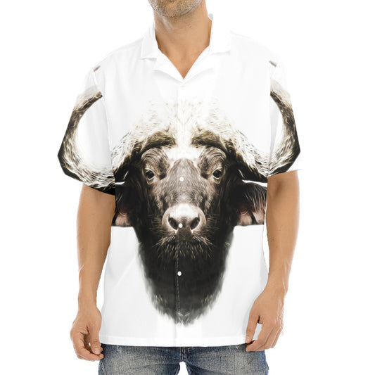 Bull Portrait Print Aloha Shirt
