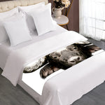 Bull Portrait Print Bed Runner