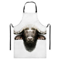 Bull Portrait Print Bib Apron With Pocket