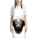 Bull Portrait Print Bib Apron With Pocket