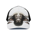 Bull Portrait Print Black Mesh Trucker Hat