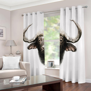 Bull Portrait Print Blackout Grommet Curtains