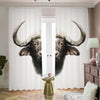 Bull Portrait Print Blackout Pencil Pleat Curtains