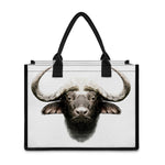 Bull Portrait Print Canvas Tote Bag
