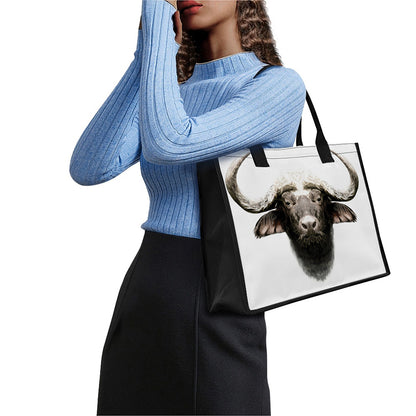Bull Portrait Print Canvas Tote Bag