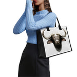 Bull Portrait Print Canvas Tote Bag