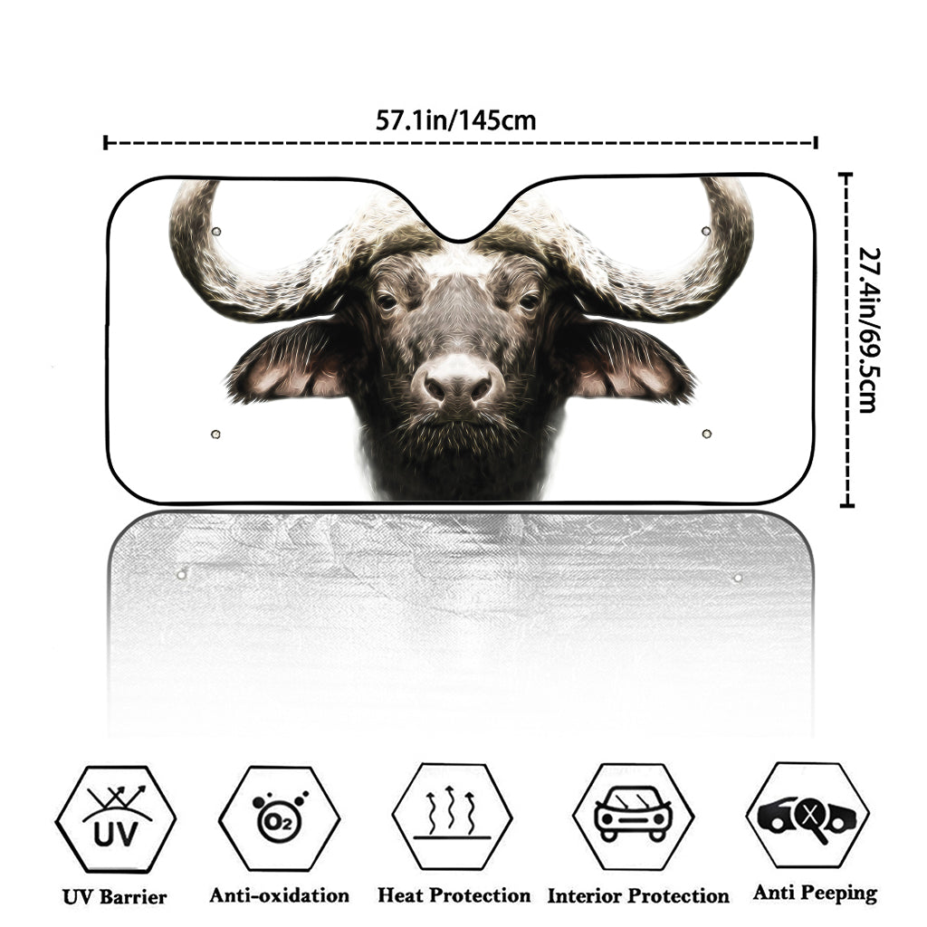 Bull Portrait Print Car Windshield Sun Shade