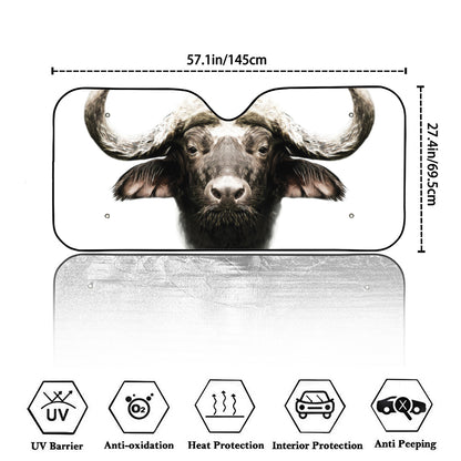 Bull Portrait Print Car Windshield Sun Shade