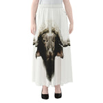 Bull Portrait Print Chiffon Maxi Skirt